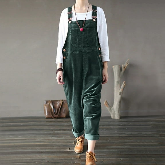 SDNall Denim Jumpsuit for Women Casual Pocket Romper Long Playsuit Strap Button Loose Jumpsuit Womens Romper Sizes:S-5XL