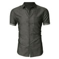 thumbnail image 1 of SDNall Denim Shirt Men Fashion Short Sleeve Open Front Loose Outerwear Blouse Tops Mens Casual Button Down Shirts (Dark Gray,Sizes:S-2XL), 1 of 9