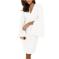 thumbnail image 1 of SDNall Dress for Women, Long Dress for Women, Dress for Women Elegant, Women Fashionable Elegant Slit Flared Long Sleeve Solid Color Dress, Long Dress with Sleeves, Dress with Slit, 1 of 5