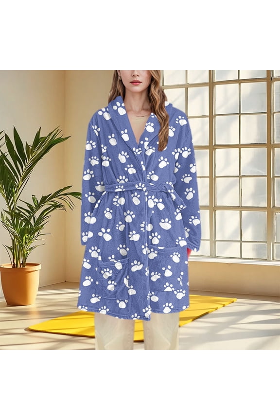 Flannel Robe for Women, Long Sleeve Hooded Bathrobe and Pajama Set, Soft Loungewear for Home, Holiday and Birthday Gift