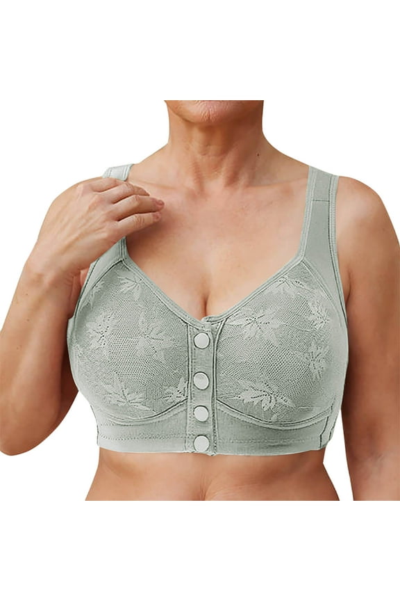 Front Closure Bra for Women with Maple Leaf Embroidery and B/C Cup Support in Cooling Nylon Fabric, Comfortable Wire-Free Design for Everyday Wear