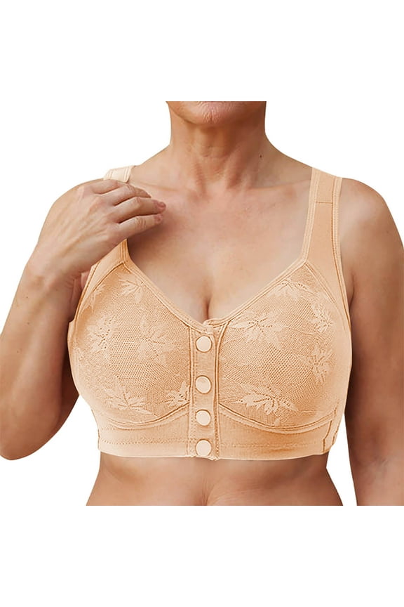 Front Closure Bra for Women with Maple Leaf Embroidery and B/C Cup Support in Cooling Nylon Fabric, Comfortable Wire-Free Design for Everyday Wear