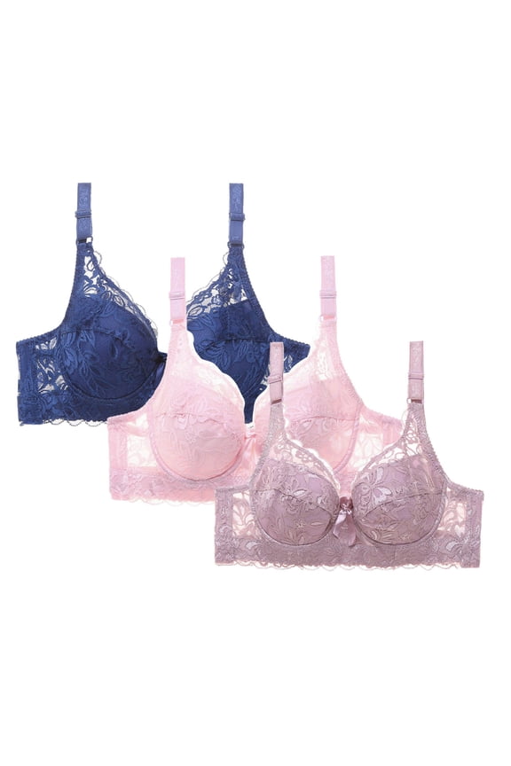 Front Closure Bra for Women, 3-Piece Leopard Print Underwear Set with Adjustable Buckles, No-Steel Wire for Comfort and Support