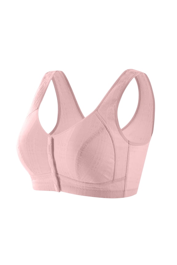 Front Closure Bra for Women Wireless Breathable Comfort Daily Wear with High Elasticity Band in Plaid Pattern