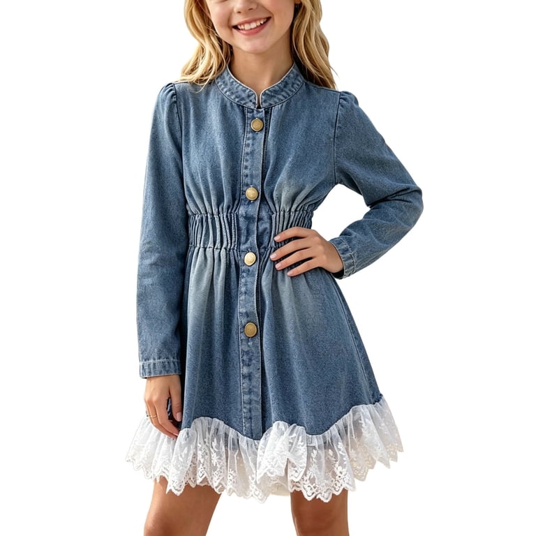 button ruffle hem denim dress Priva Plus Button Front Ruffle Hem Denim Dress,3XL