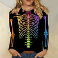 thumbnail image 1 of SDNall Halloween Clothes for Women Skeleton Graphic 2024 Halloween Women Fashion Tees Casual Round Neck Loose Cute T-Shirt Long Sleeve Ladies Top, 1 of 9