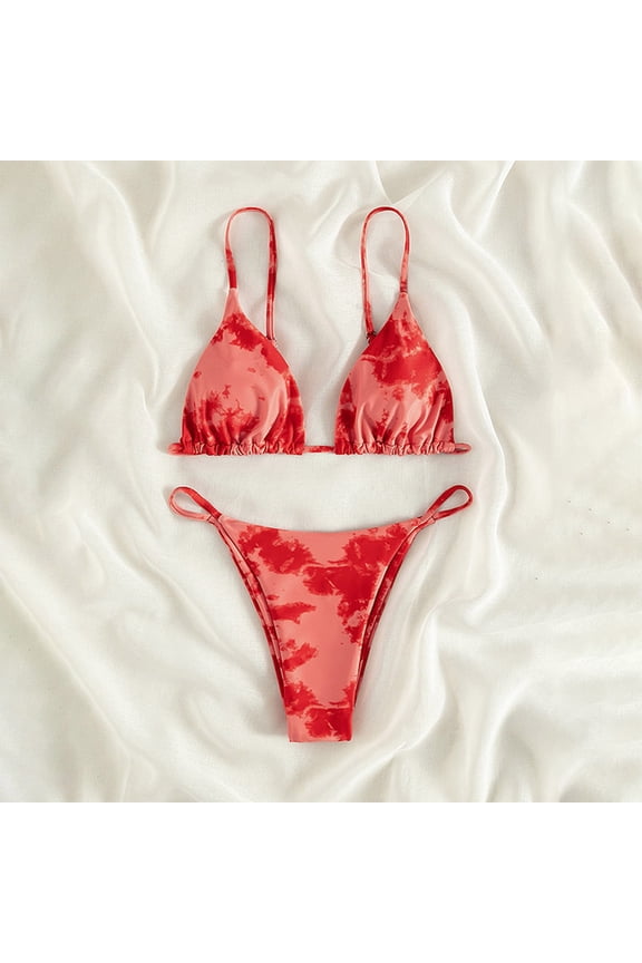 Halter Bikini Sets for Women Color Tie Bikini Split Swimsuit Triangle Bikini Sizes:XS-XL