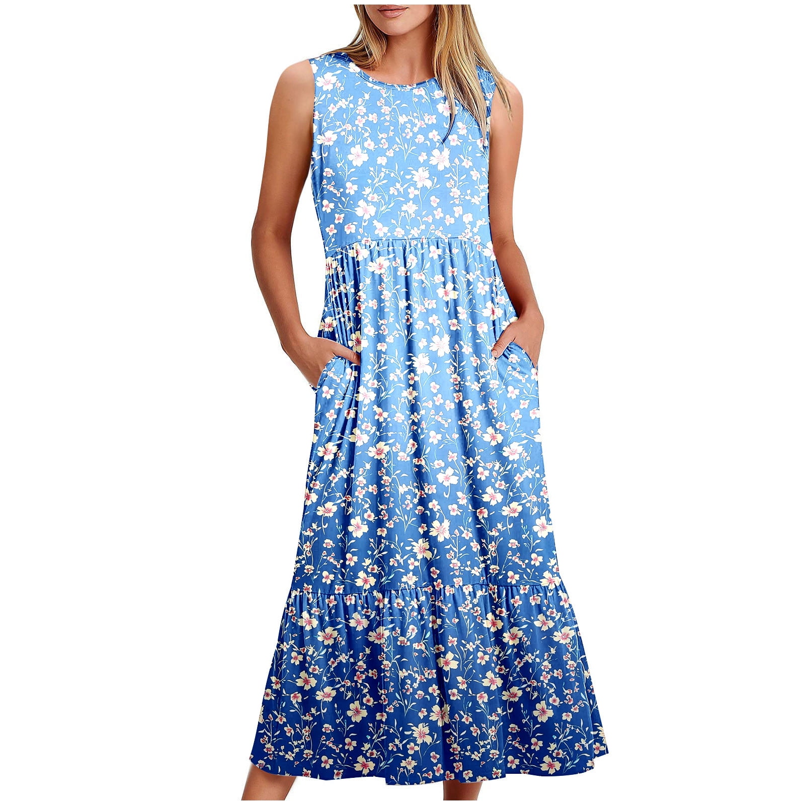 Luau Dress Plus Size Women's Hawaiian Luau Dress  Navy Blue With Palm  Leaves & Butterflies, Elastic Back (Size XL) Hawaiian Dresses For Women Luau  Party Plus Size