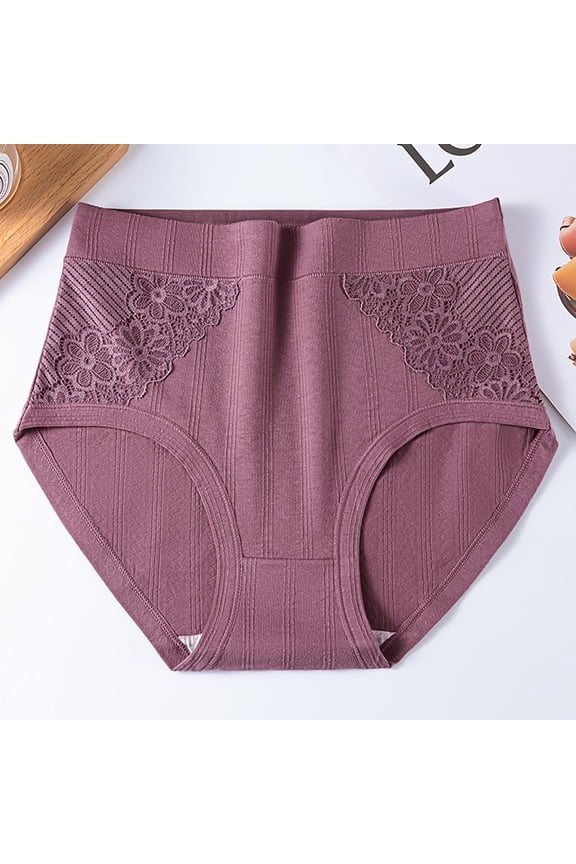 High Waisted Underwear for Women with Breathable Lace Trim, Seamless Soft Fabric for Daily Comfort & Sleep, 3-Pack