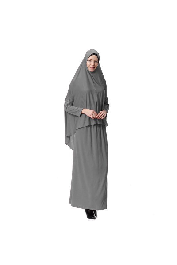 Hijab and Skirt Set for Women, Long-Sleeve Khimar with Straight Skirt, Modest Muslim Outfit in 10 Colors