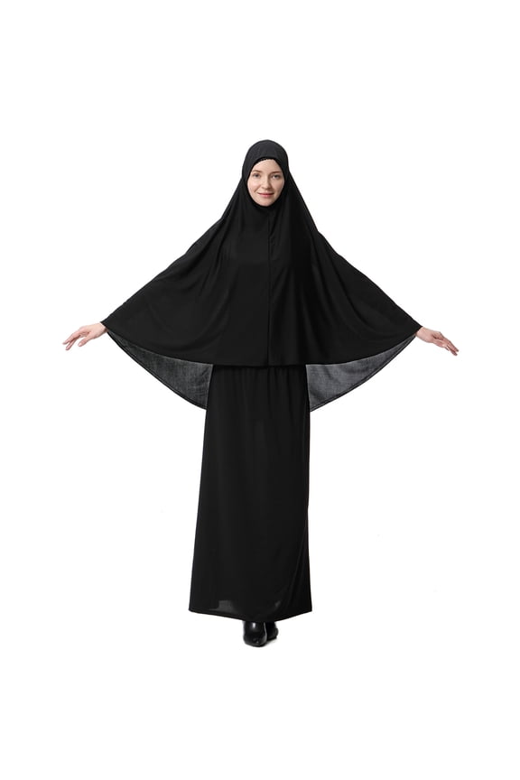 Hijab and Skirt Set for Women, Solid Color Long Khimar with Straight Maxi Skirt, Modest Muslim Outfit for Daily Wear and Ramadan