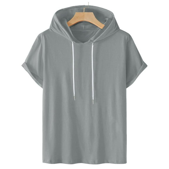 SDNall Hoodies for Men Casual Solid Fashion Hooded Pullover Short Sleeve Sports Top Mens Hoodie