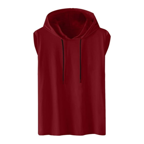 SDNall Hoodies for Men Casual Solid Fashion Hooded Pullover Sleeveless Sports Top Mens Hoodie
