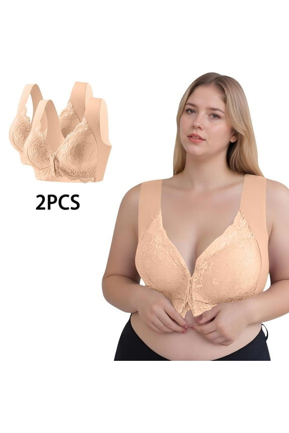 Lace Bra for Women, Wireless Comfort with Patchwork Design for Everyday Wear