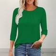 thumbnail image 1 of SDNall Ladies' Casual Loose Solid Color V-Neck Lace Quarter Sleeve, 1 of 9