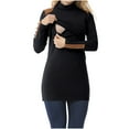 thumbnail image 1 of SDNall Ladies Fashion Solid Color Long Sleeve Pregnant Woman Breastfeeding Casual High Collar Long Top, 1 of 7