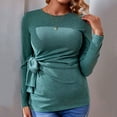 thumbnail image 1 of SDNall Ladies Fashion Solid Color Stripe Long Sleeve Pregnant Woman Belt Casual Top, 1 of 8