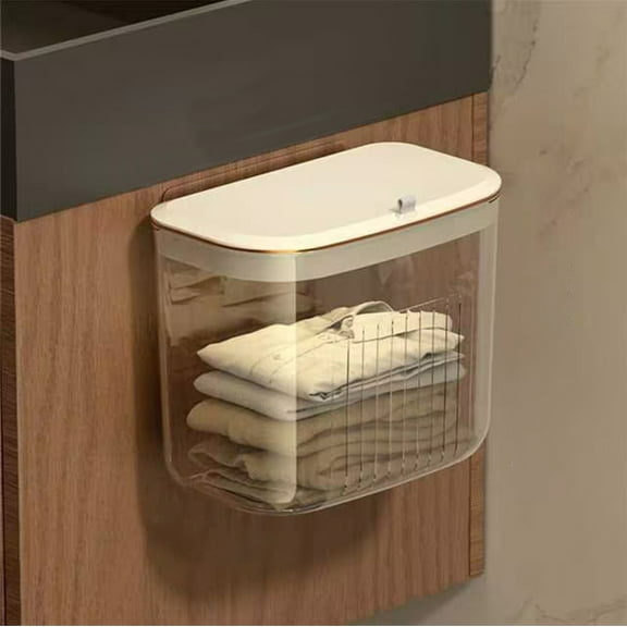 SDNall Laundry Basket Plastic, Laundry Basket with Lid, Dirty Clothes Basket Clean Clothes Storage Basket with Cover Bathroom Punch Clothes Basket Bathroom Clothes Storage Laundry Transparent Storag