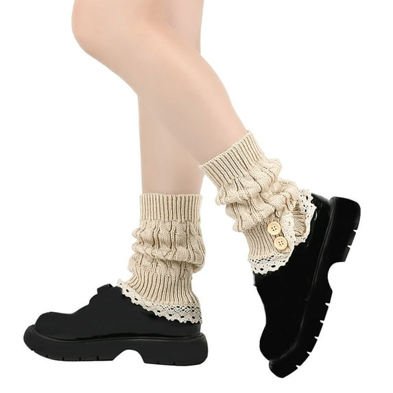 SDNall Leg Warmer Socks for Women Boot Cuffs Crochet Knited Boot Cuffs Topper Socks Cuffs for Women Girls Winter Warm (,Beige)