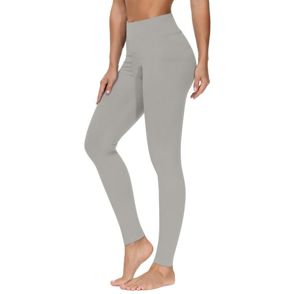 SDNall Leggings for Women 2024 Solid Color Gym Leggings with Yoga Sport Elastic Pants Workout Pants (S-2XL,Gray)