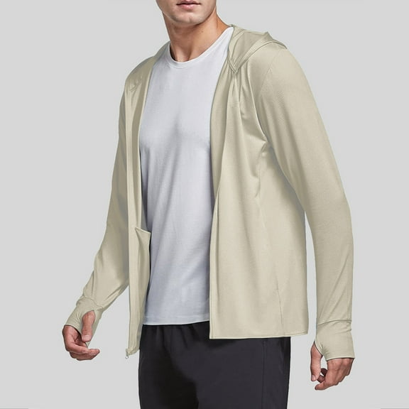 SDNall Long Coat Men, Mens Sport Coat, Top Coat Men, Men'S Outdoors Sunscreen Solid Color Pockets Sleeve Cover Sports Coats Ditness Training Long Sleeved Hooded Casual Tops Blouse, Mens Long Sleeve