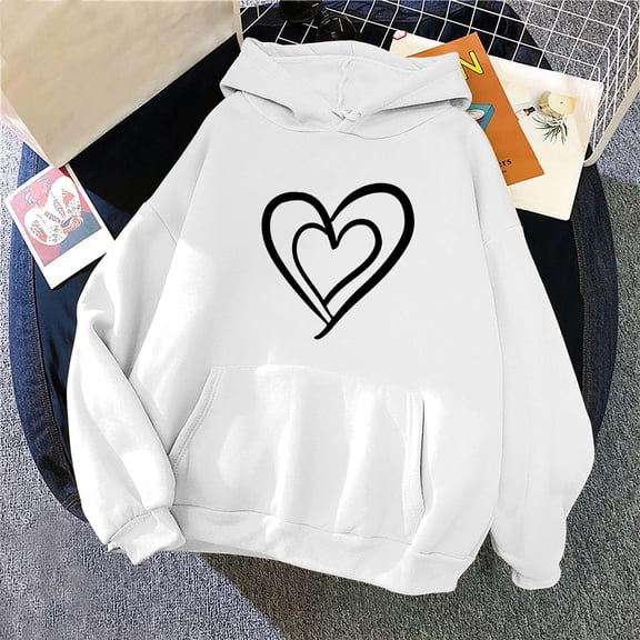 SDNall Long Hoodie for Women, Womens Pullover Hoodie, Womens Pullover Sweatshirt, Womens Print Winter Hoodie Pullover Long Sleeved Comfortable Sweatshirt