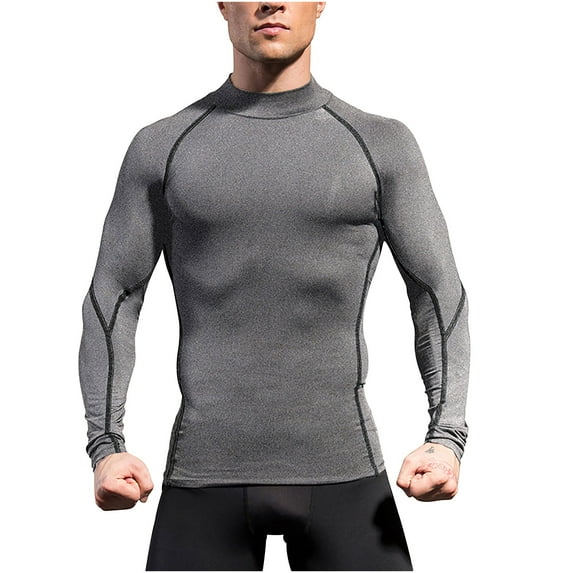 SDNall Long Shirts for Men, Sports Shirts for Men, Men'S Sports Shirts, Men'S Breathable Sport Train Solid Color Long Sleeve Round Neck Shirt, Long Sleeve Shirts for Men, Long Sleeve Sun Shirt