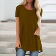 thumbnail image 1 of SDNall Loose Fitting Shirts for Women Fashion Summer Round Neck Leisure Short Sleeve Solid Tops Women'S Tunics (Brown, Sizes S-XXL), 1 of 9