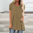 thumbnail image 1 of SDNall Loose Fitting Shirts for Women Fashion Summer Round Neck Leisure Short Sleeve Solid Tops Women'S Tunics (Khaki, Sizes S-XXL), 1 of 9