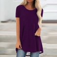 thumbnail image 1 of SDNall Loose Fitting Shirts for Women Fashion Summer Round Neck Leisure Short Sleeve Solid Tops Women'S Tunics (Purple, Sizes S-XXL), 1 of 9