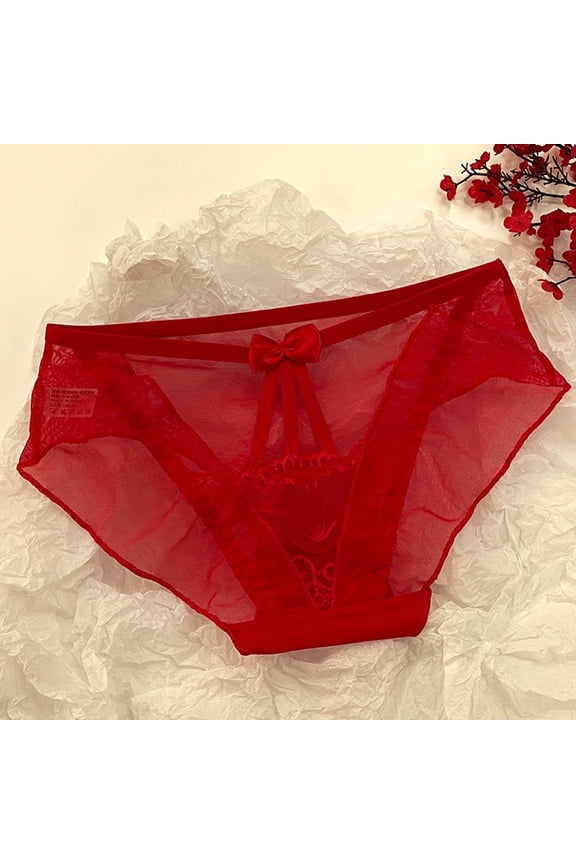 Low Rise Lace Underwear for Women, Seamless Mesh Triangle Panty with Transparent Hollow-Out Design in Comfortable Soft Fabric