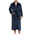thumbnail image 1 of SDNall Men Bathrobe Plus Size Solid Color with Pockets Binding Long Sleeves Pajama Robes Men's Robe with Pockets - Casual Solid Color Bathrobe for Men (Navy,Sizes：S-XL), 1 of 9