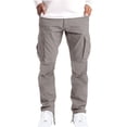 thumbnail image 1 of SDNall Men Solid Patchwork Casual Multiple Pockets Outdoor Straight Type Fitness Pants Cargo Pants Trousers, 1 of 9