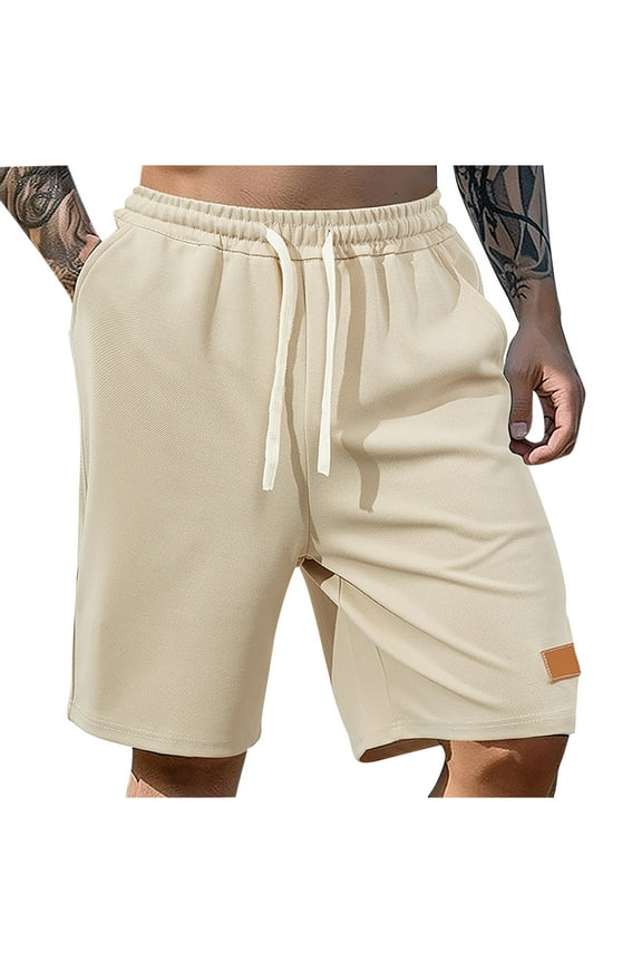 Men's Casual Pants with Elastic Drawstring Waist, Soft Breathable Fabric, Side Pockets and Tapered Leg for Home, Lounge and Daily Comfort