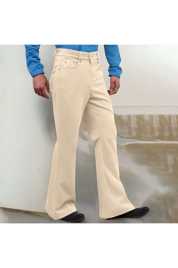 Men's Casual Pants with Flare Leg, Soft Stretch Polyester, Relaxed Fit for Dancing Party Daily Wear