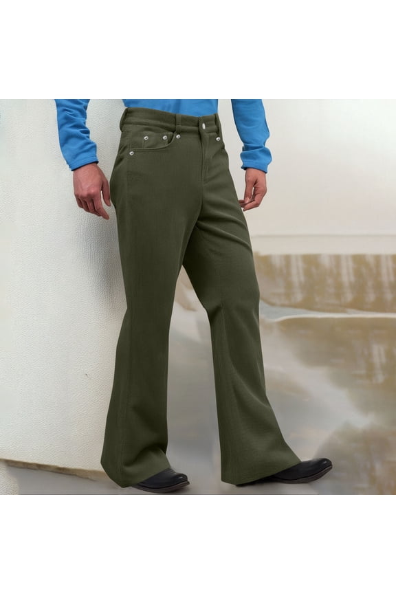 Men's Casual Pants with Flare Leg, Soft Stretch Polyester, Relaxed Fit for Dancing Party Daily Wear