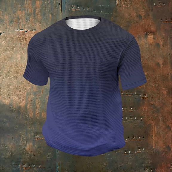 SDNall Men's Casual Shirt, Relaxed Fit T-Shirt with Waffle Texture for Workout and Home, Comfortable Round Neck Short Sleeve Top for Daily Wear