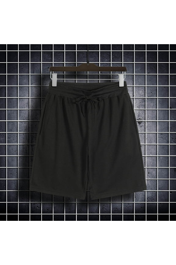 Men's Elastic Waist Casual Shorts with Drawstring and Pockets, Soft Breathable Cotton for Short Men and Outdoor Daily Wear