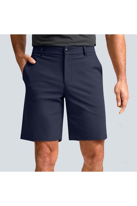 Men's Elastic Waist Shorts with Pockets, Solid Color Casual Straight Barrel Trekking Shorts, Featuring Adjustable Drawstring Closure, Nylon Spandex Fabric and Elastic Leg Opening for Outdoors
