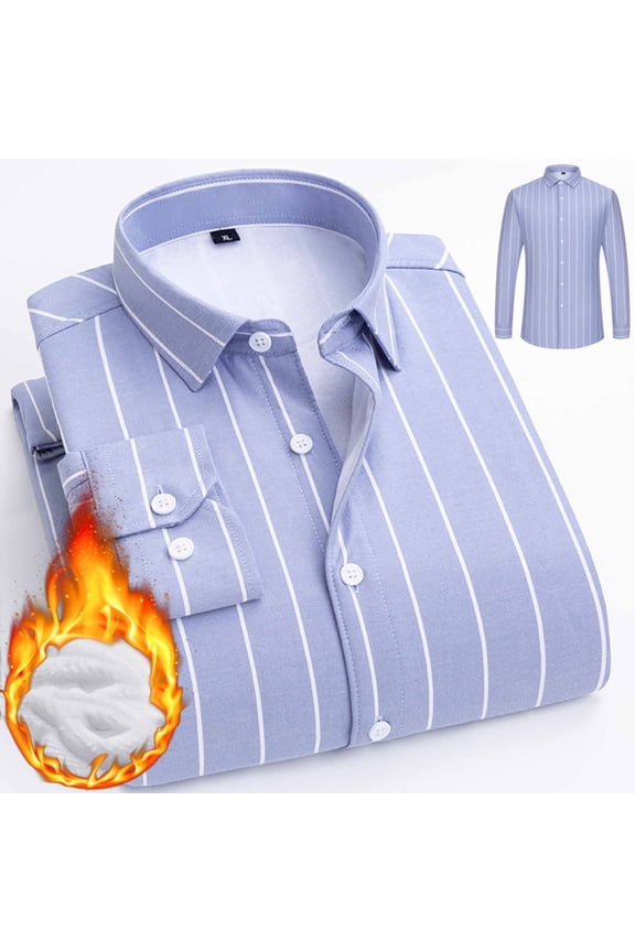 Men's Flannel Shirt, Fleece Lined Long Sleeve Button Down Shirt for Warmth, Casual and Outdoor Wear, Soft Polyester Fabric with Fashion Lapel Design