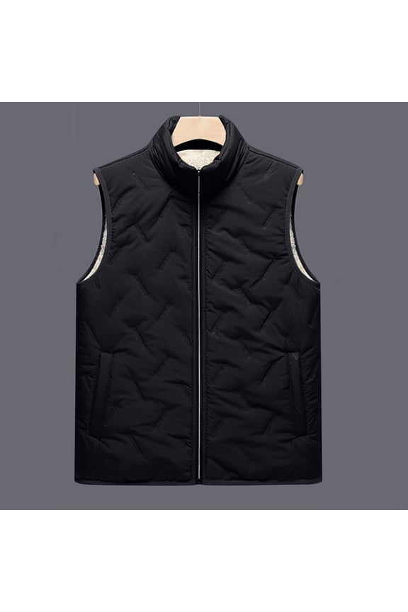 Men's Fleece Vest, Zipper Front Sleeveless Jacket with Pockets for Cold Weather Layering & Outdoor Activities
