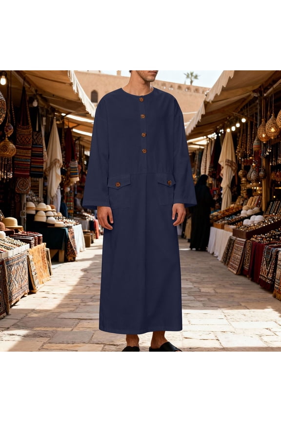 Men's Long Sleeve Robe, Housecoat for Home and Outdoor Wear, Soft Fleece Fabric Comfortable Loungewear, Lightweight Casual Wear for Men and Women