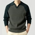 thumbnail image 1 of SDNall Men's Raglan Sleeve Sweater, Solid Color Knit Pullover with V-Neck Collar for Casual Style, 1 of 9