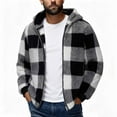 thumbnail image 1 of SDNall Men's Reversible Plaid Double Sided Fleece Zip with Pockets Hoodie Jacket, Sherpa Casual Outerwear for Winter, 1 of 6