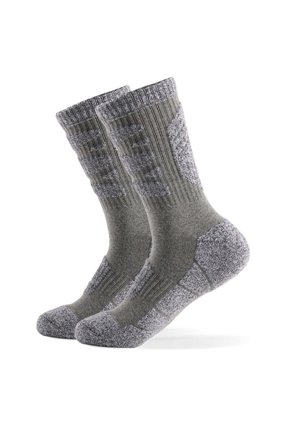 Men's Thick Cushion Hiking Socks, Sweat Absorbent Athletic Socks with Odor Control, Breathable Mid Crew Sports Socks for Outdoor Activities