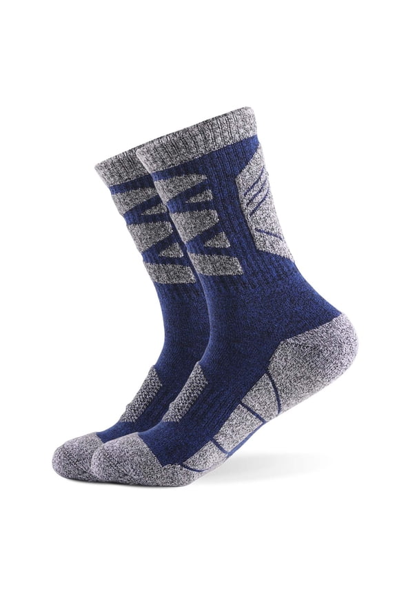 Men's Thick Cushion Hiking Socks, Sweat Absorbent Athletic Socks with Odor Control, Breathable Mid Crew Sports Socks for Outdoor Activities