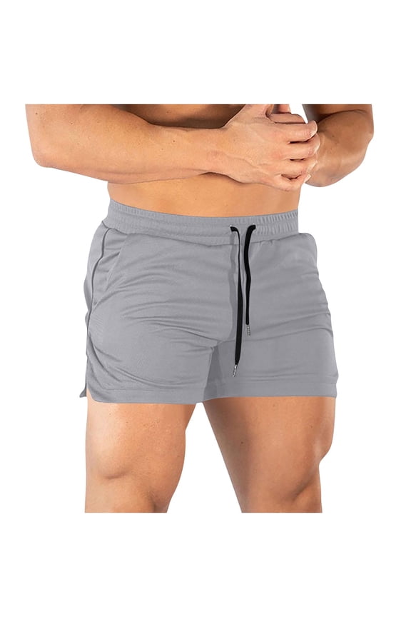 Men's Training Running Shorts, Breathable Mesh Quick-Dry Compression Shorts with Elastic Waistband and Drawstring, Tight-Fit Workout Athletic Shorts for Men