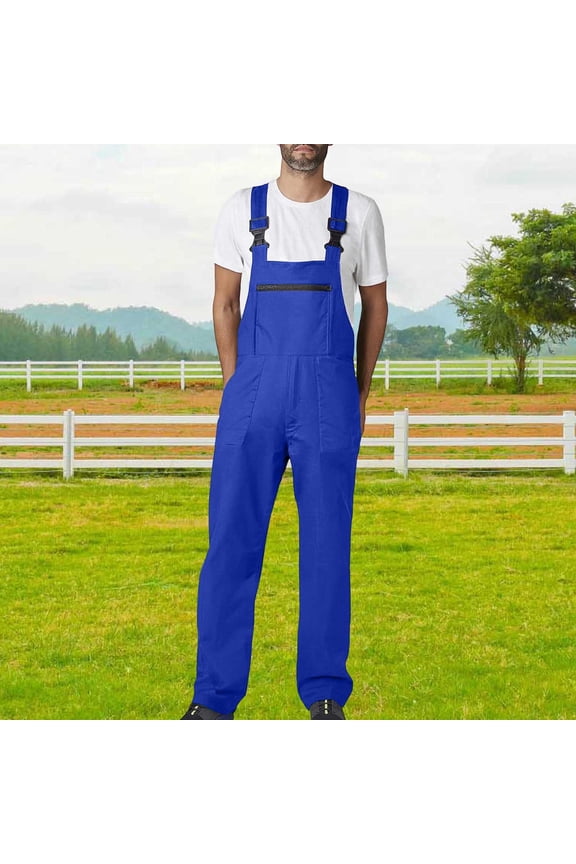 Men's Work Overalls with Suspenders, Multi-Pocket Utility Jumpsuit, Durable Coverall for Workwear and Casual Style