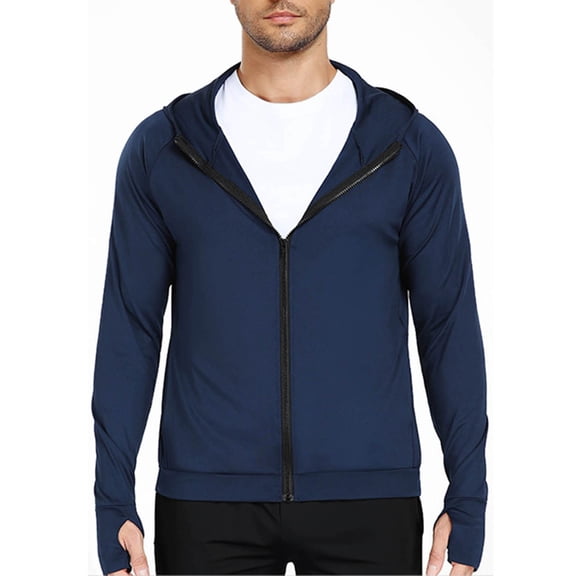 SDNall Men‘s Workout Jacket with Thumbholes, Breathable Zip Hoodie for Running Cycling Training