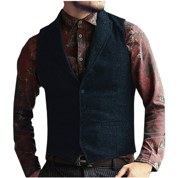 SDNall Mens Belts Casual, Mens V Neck Solid Color Belt Pocket Five Button Casual Vintage Waistcoat